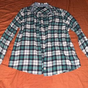 LANDS END Girl’s Button Down Flannel Shirt